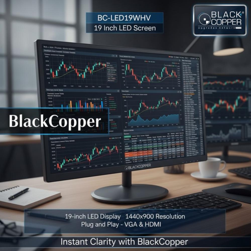 BlackCopper BC-LED19WHV 19" LED Monitor | 1440 × 900 | 60Hz | 5ms | LED Panel | 16:9 | HDMI + VGA | 250 cd/m²
