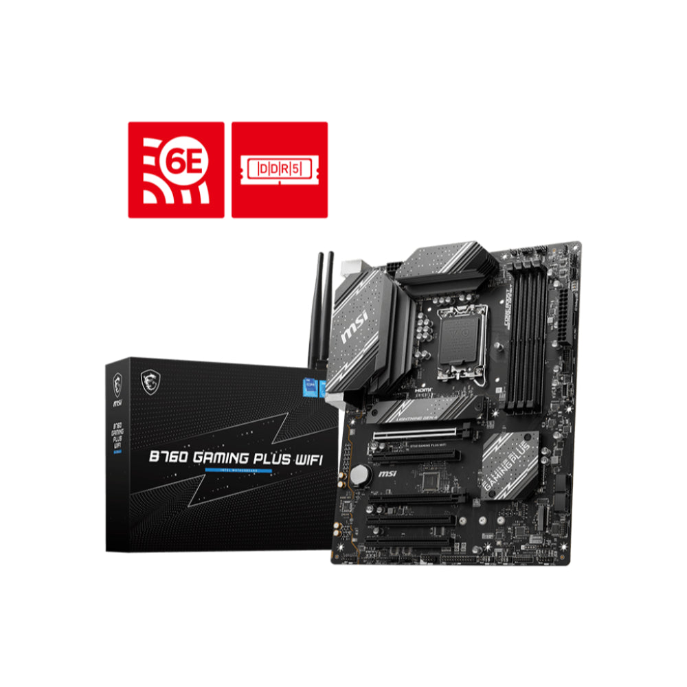 MSI B760 GAMING PLUS WIFI Motherboard with Intel B760 Chipset, LGA 1851 Socket, DDR5 Support, PCIe 5.0, Thunderbolt 4, Wi-Fi 7, and Bluetooth 5.4