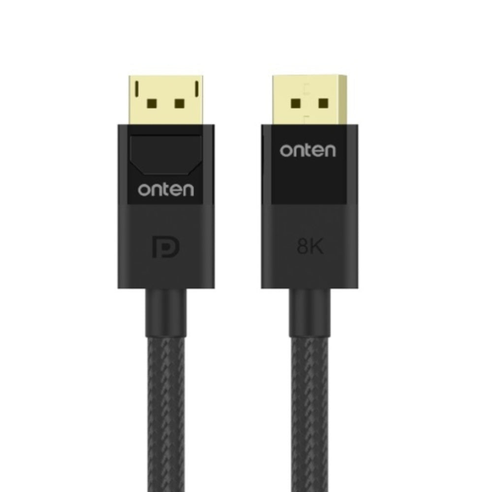 Onten V1.4 | DisplayPort to DisplayPort Cable | 8K@60Hz / 4K@144Hz | DP 1.4 Protocol | 32.4Gbps Bandwidth | Gold-Plated Connectors | Zinc Alloy Shell | Available in 2m / 3m / 5m | For Monitors, GPUs, AV Systems