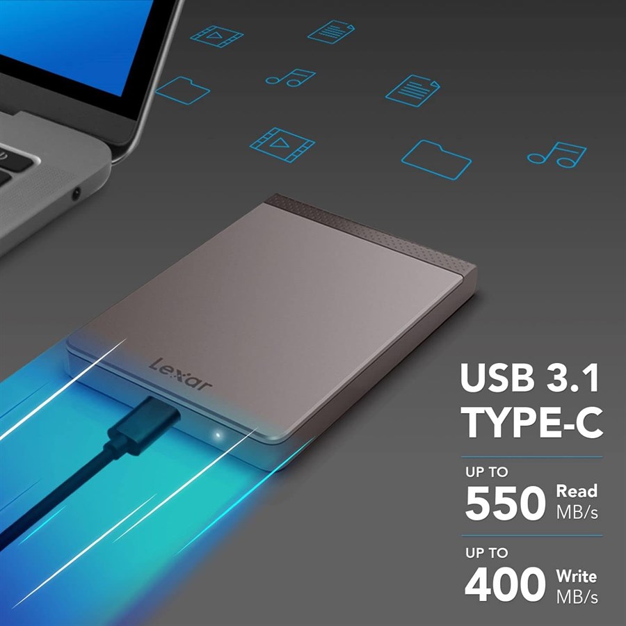 Lexar SL200 Portable SSD | USB 3.1 | Up to 550MB/s Read & 400MB/s Write | 1TB