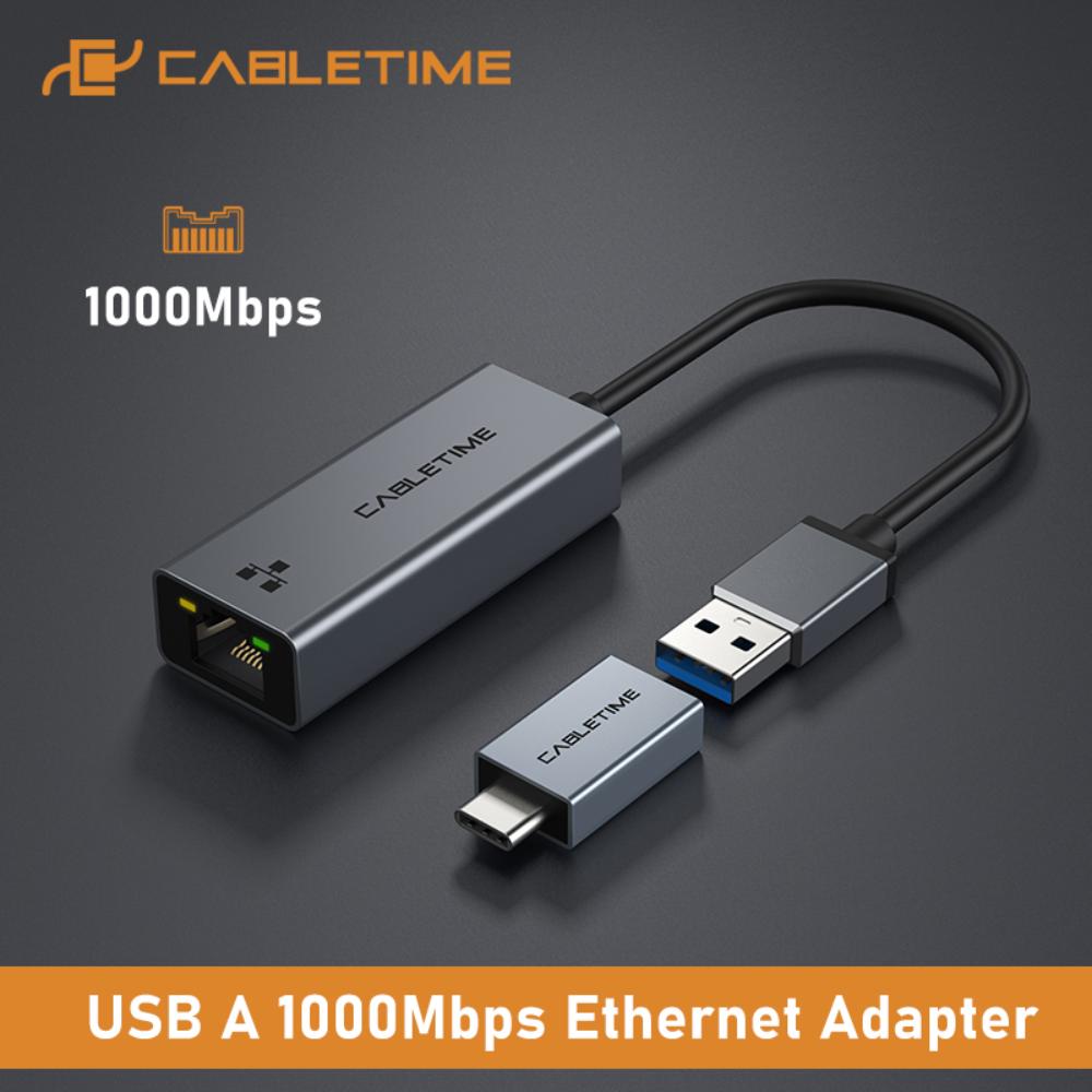 CABLETIME CB50G USB 3.0 to Gigabit Ethernet Adapter | 1000Mbps LAN | USB-A to RJ45 | High-Speed Wired Network Solution
