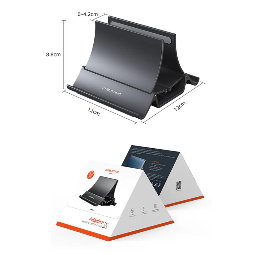 CABLETIME CS15G | Vertical Adjustable Laptop Stand | Gravity Self-Locking Design, Dual Device Support, Non-Slip Base