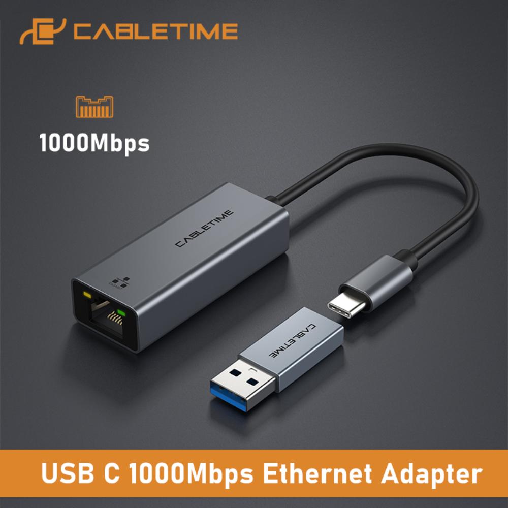 CABLETIME CB51G USB-C to RJ45 Ethernet Adapter | 1Gbps LAN | Thunderbolt 3/4 Compatible | USB-C to Gigabit Network Converter