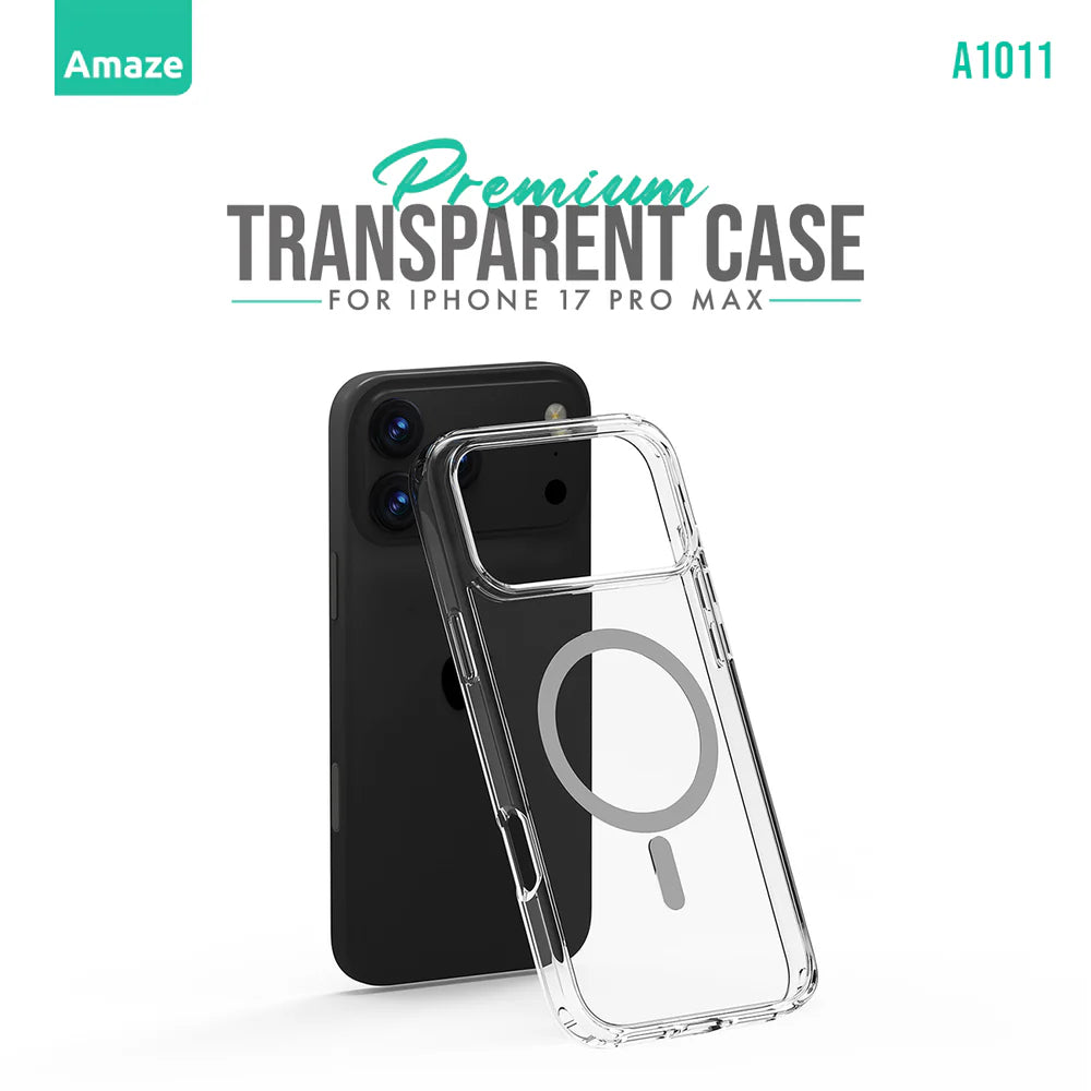 Amaze A1011 MagSafe Transparent Case | Premium Silicon Back Cover | MagSafe Ring | Shock Absorption | Anti-Yellowing | Slim Fit | For iPhone 17