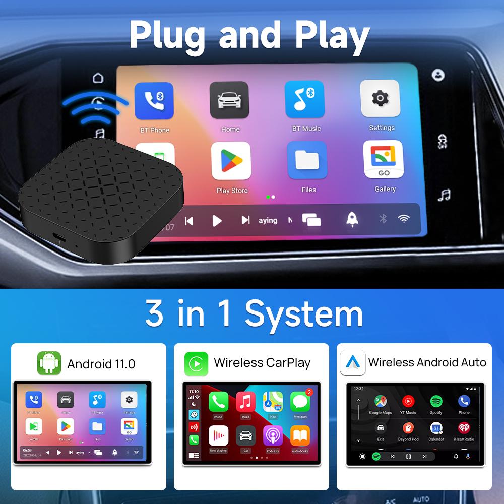 Carlinkit T-Box Magic Box 2.0 | Wireless Apple CarPlay & Android Auto | Android 11.0 | Qualcomm Chip | Dual Bluetooth | 2GB RAM + 16GB Storage