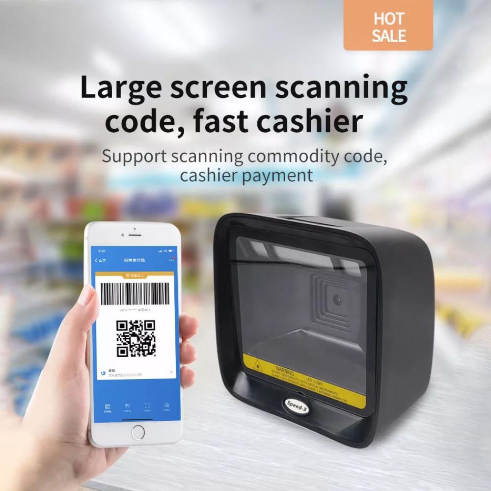 Speed-X SX-9700 2D CMOS Desktop Barcode Scanner | Hands-Free Auto Scan | USB | 1D & 2D QR Code Scanner