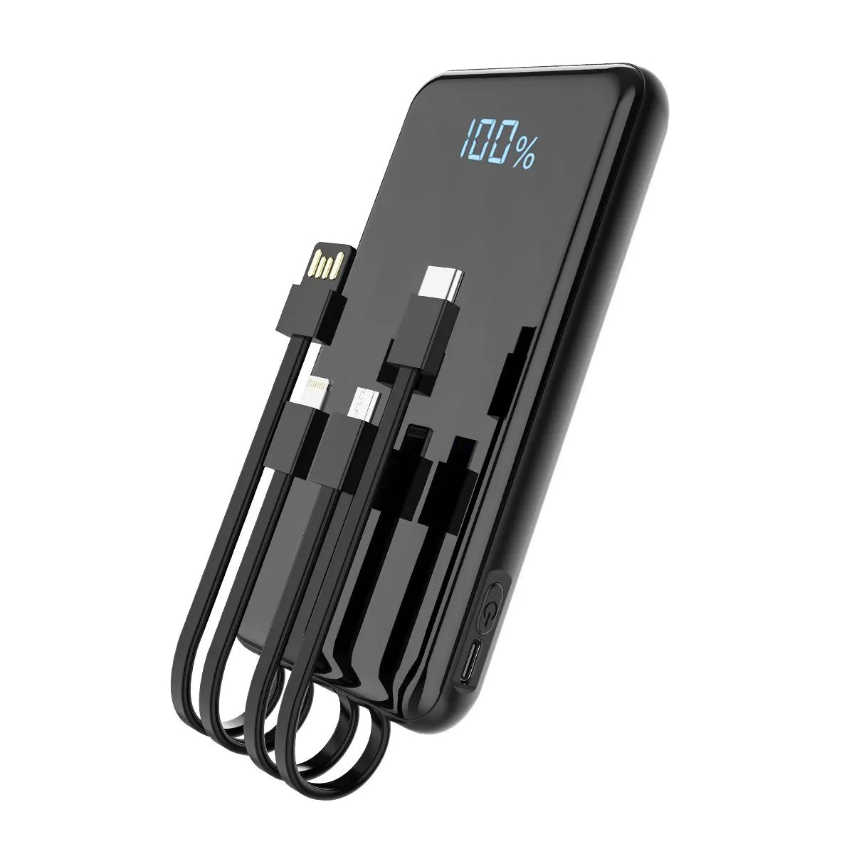 ASPOR A305 | 10000 mAh Power Bank with 15W Wireless Fast Charge & 4 Built‑in Cables | All‑in‑One Portable Charger