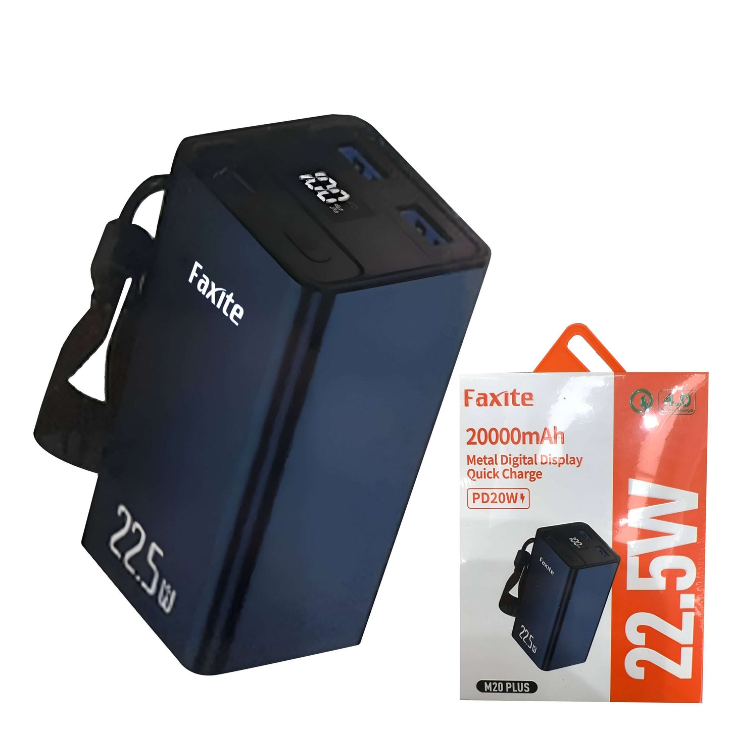 Faxite M20 Plus 20000mAh Power Bank | 22.5W Quick Charge 4.0 Digital Display