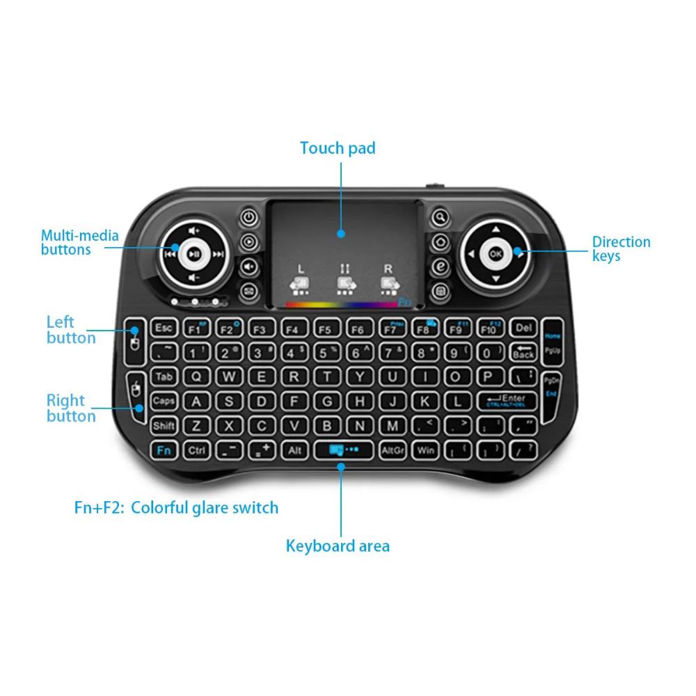 Speed-X I10 Mini Wireless+bluetooth Touchpad 7 Color Backlit Light 2.4ghz