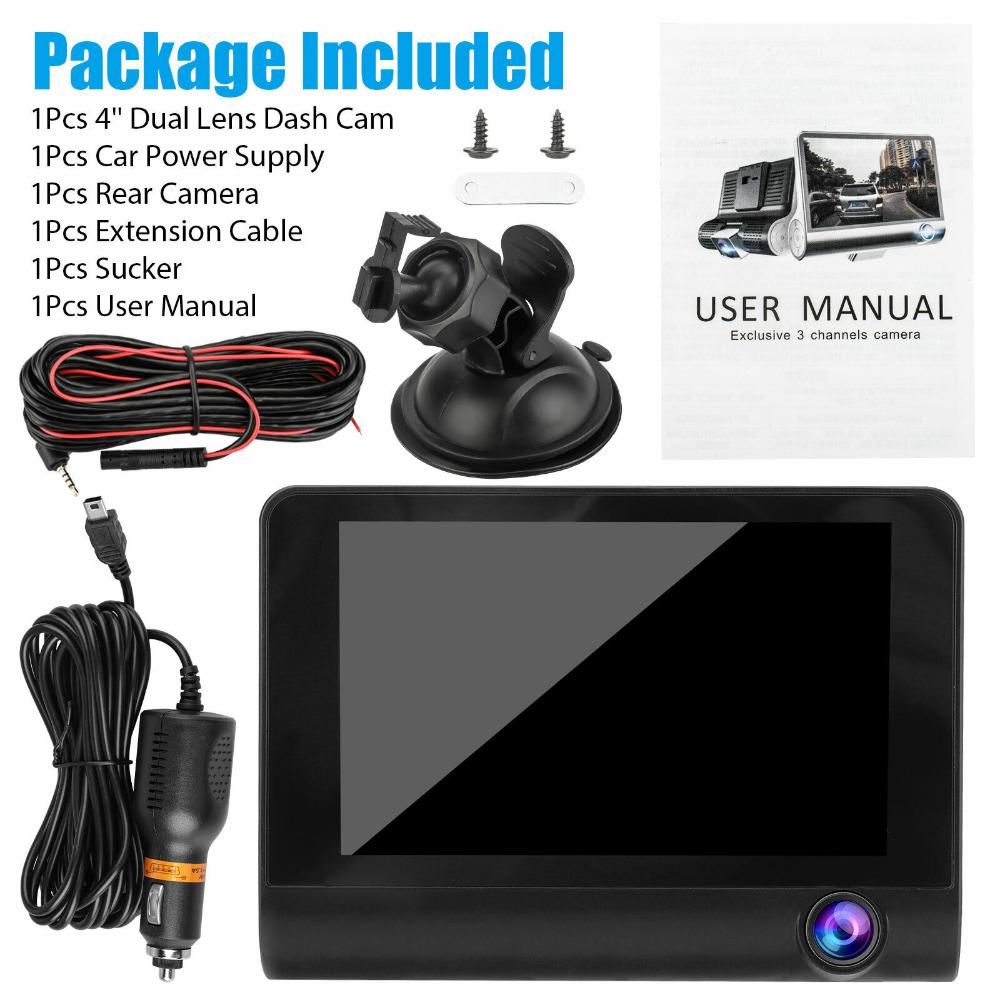 WDR Dashcam 3 Camera Lens Video Car DVR | Full HD 1080P | Triple Camera | Night Vision & Parking Monitor