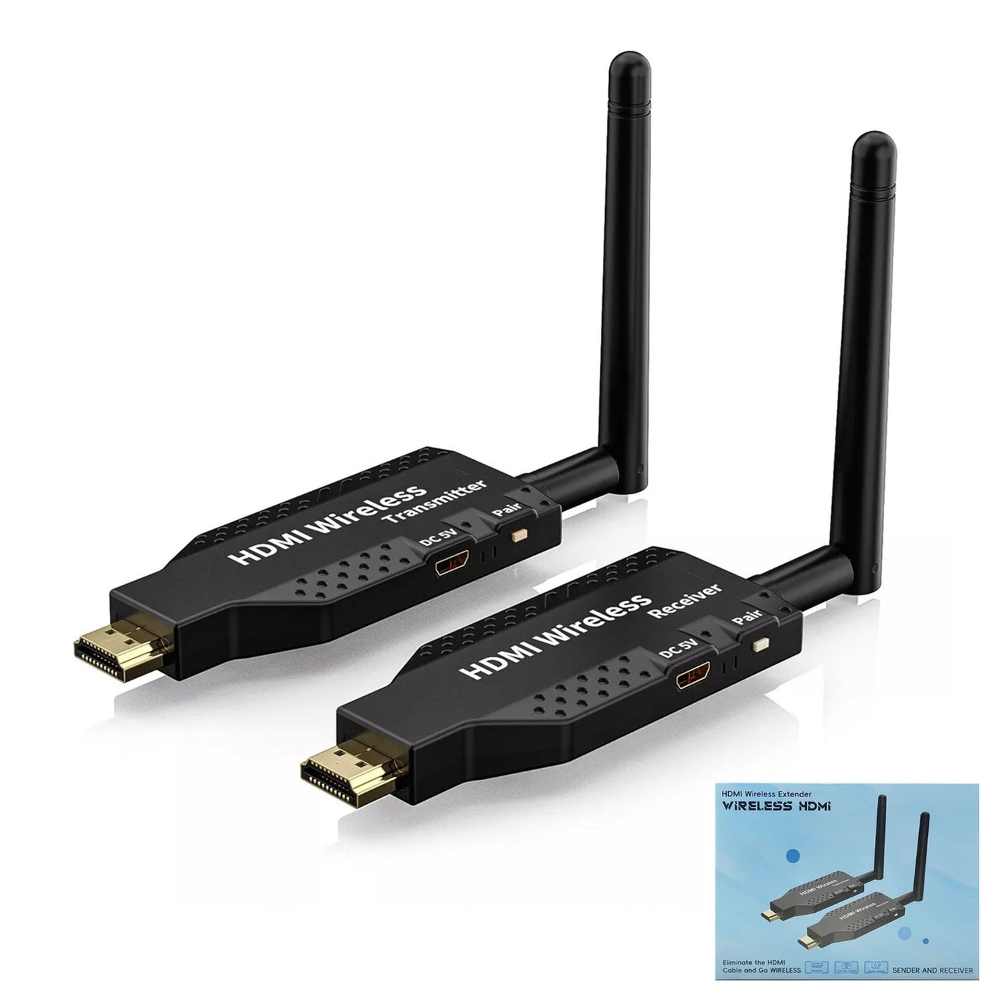 50M Wireless HDMI Extender | 1080P Video Transmitter & Receiver, Plug & Play, 50m Range