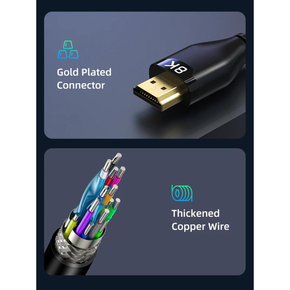 CABLETIME CH12 HDMI 2.1 Cable | 8K@60Hz, 4K@120Hz, 48Gbps, Gold-Plated, 1M/2M/3M/5M