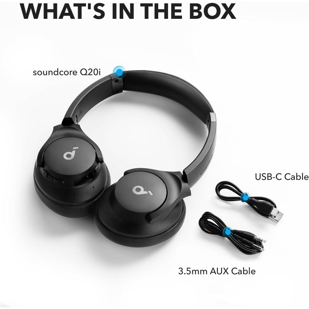 Soundcore Q20i Hybrid Active Noise Cancelling Headphones A3004 | Wireless Bluetooth Over-Ear