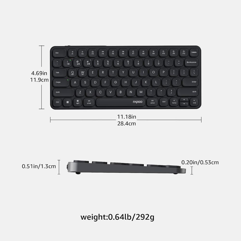 Rapoo E9050L | Ultra-Slim Multi-Mode Wireless Keyboard – Dark Grey