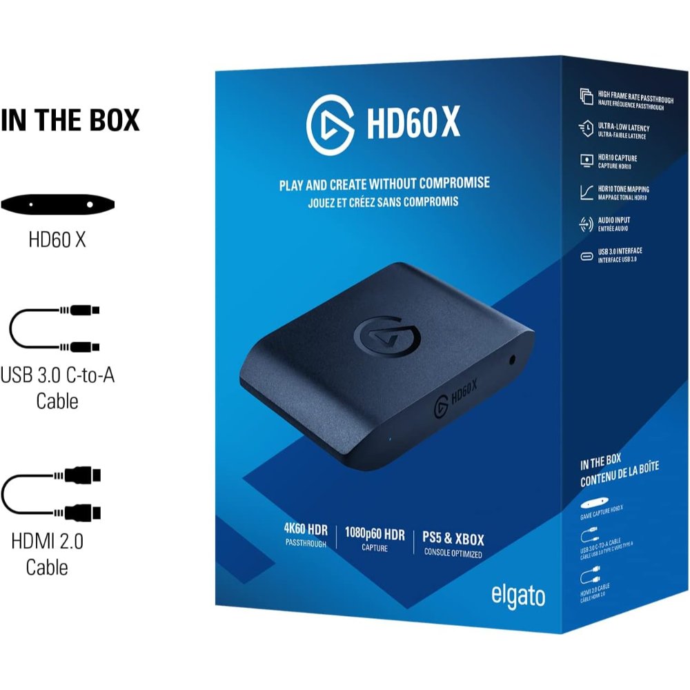 Elgato HD60 X Capture Card | 4K60 HDR Passthrough | 1080p60 Recording | VRR | USB-C Streaming Device