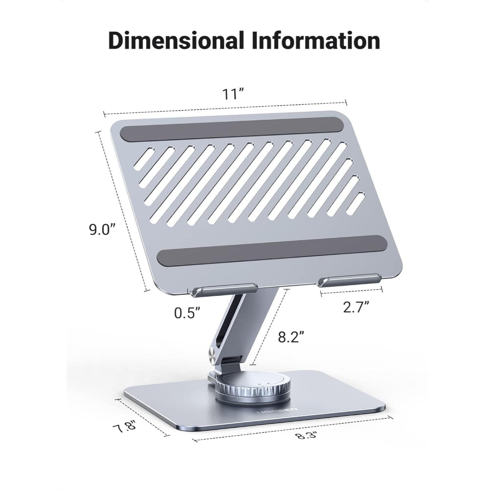 UGREEN 90849 | Adjustable Laptop Stand | 360° Rotating Base | Ergonomic Holder | Aluminum Alloy | Ventilated Design | Space Gray | Free Shipping