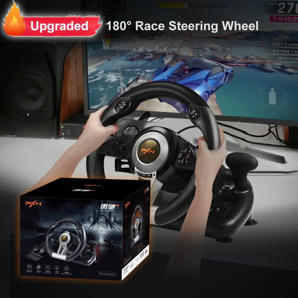 PXN V3 Pro Racing Wheel | 180° Steering Wheel with Pedals | PC, PS4, PS3, Xbox & Switch