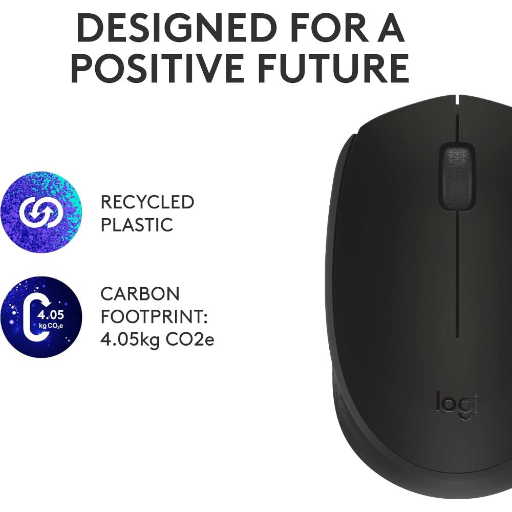 Logitech M170 Compact Wireless Mouse | 2.4GHz | 800 DPI | Ambidextrous | 12-Month Battery | USB Nano Receiver
