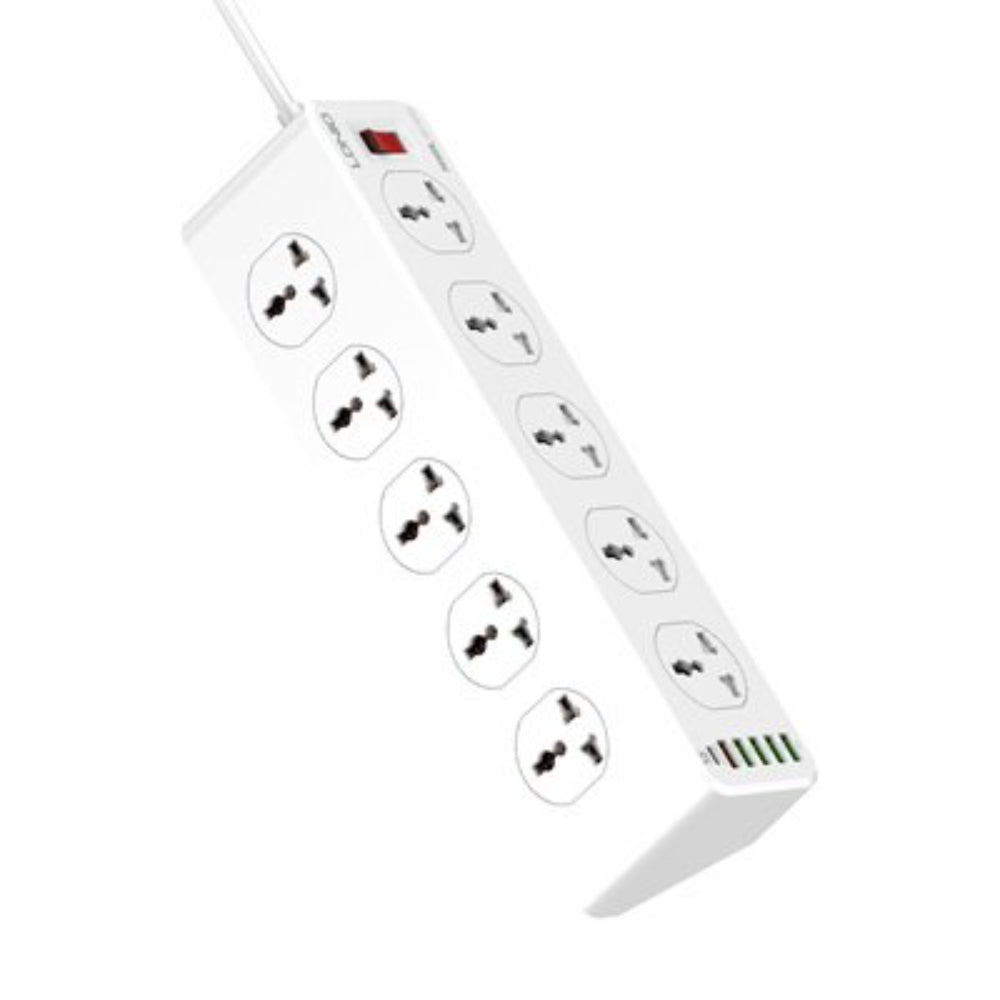 LDNIO SC10610 | 10 AC Outlets Universal Power Strip, 6 USB Ports (PD 20W + QC3.0), 2500W, 2M Cord