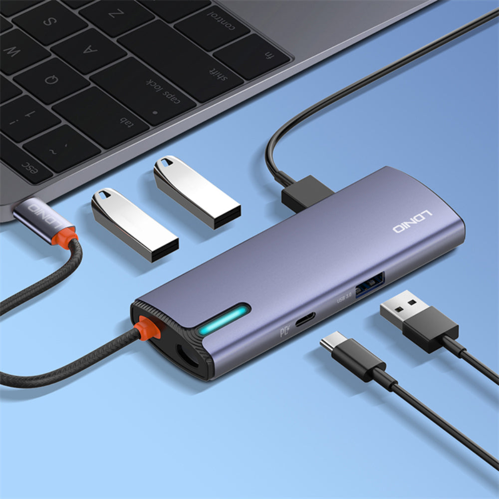 LDNIO DS-15U | 5-in-1 USB-C Dock Station, 100W PD Charging, 4× USB 3.0 Ports, Smart IC, Compact Design