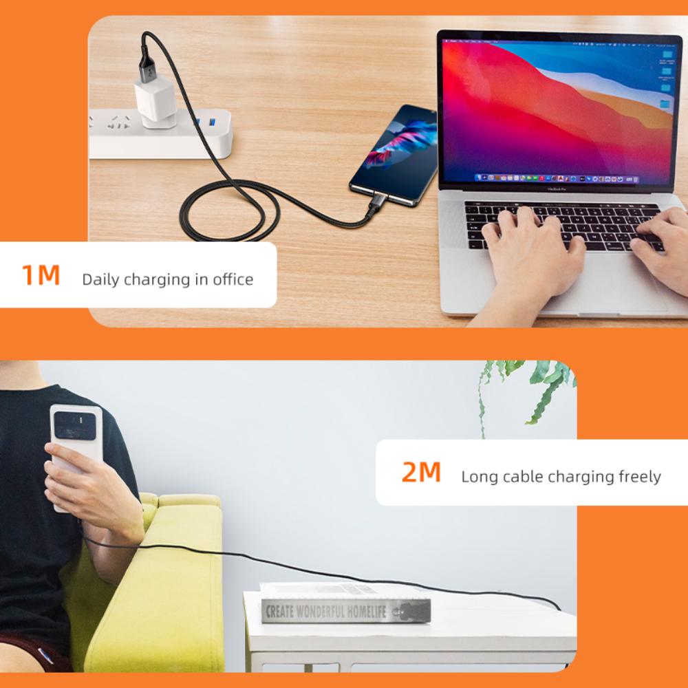 CABLETIME CA50 USB-A to USB-C Cable | 5A Super Fast Charging | Nylon Braided | 0.5m / 1m / 2m