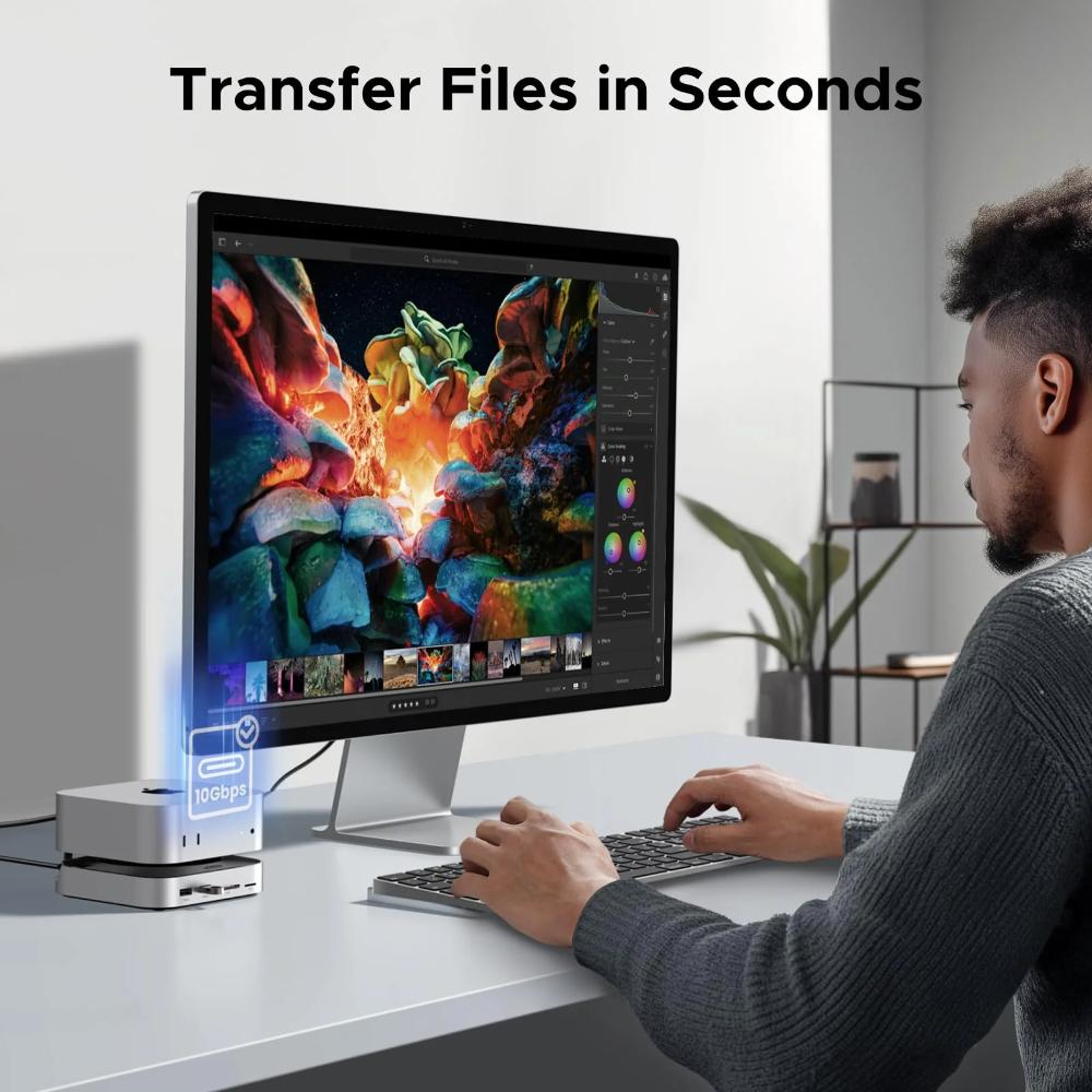 UGREEN 65487 Mac mini M4 Docking Station | 11-in-1 USB-C Hub | Up to 8TB NVMe SSD | 10Gbps USB-C & USB-A | 170MB/s SD/TF | Mac mini M4 Expansion Dock