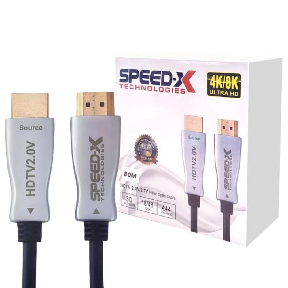 Speed-X Fiber HDMI Cable 2.0/2.1 AOC | Active Optical HDMI Cable | 4K 60Hz & 8K UHD | HDR | 30AWG Copper | 10M–100M