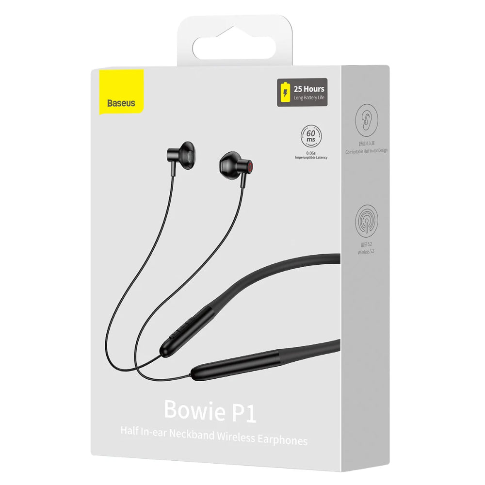 Baseus P1 Neckband Bluetooth Earphones | 25H Playtime, Ultra-Low Latency, Clear Calls, Lightweight Design