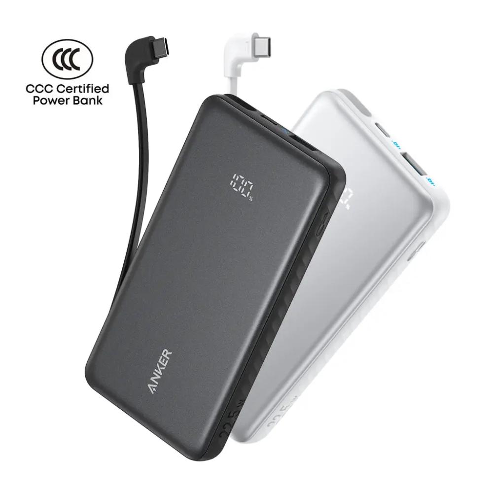 Anker Zolo Power Bank A110DP11 | 10000mAh 22.5W Fast Charging Power Bank with Built-In USB-C Cable