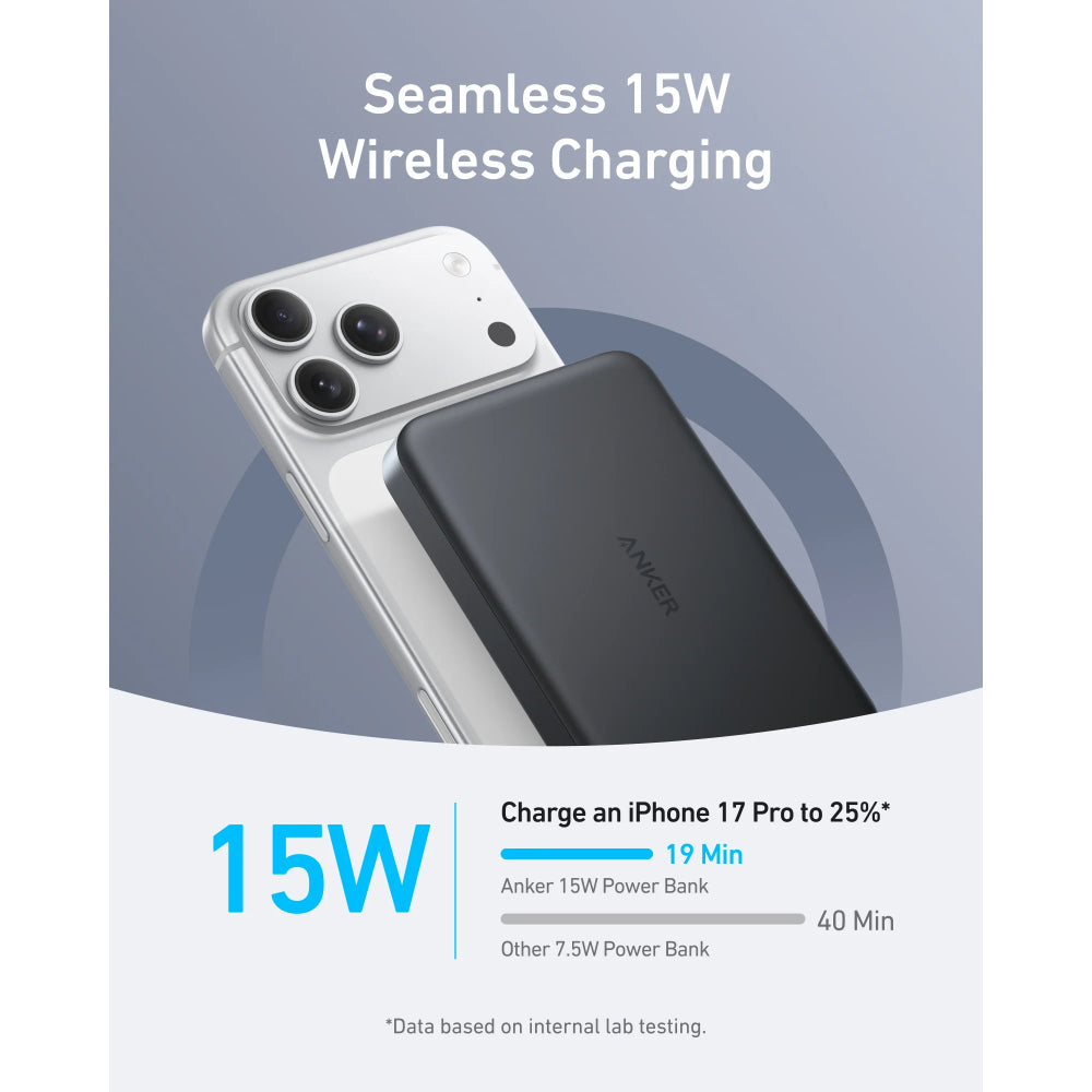 Anker MagGo Power Bank (10K, Slim) A1664 | 10000mAh 15W Qi2 Magnetic Wireless Power Bank