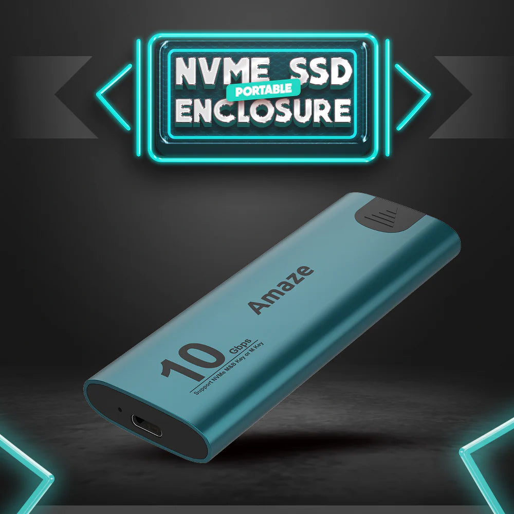 Amaze A220 | Portable M.2 NVMe SSD Enclosure 10Gbps | Aluminum Alloy, Tool-Free Design, USB-C Cable Included