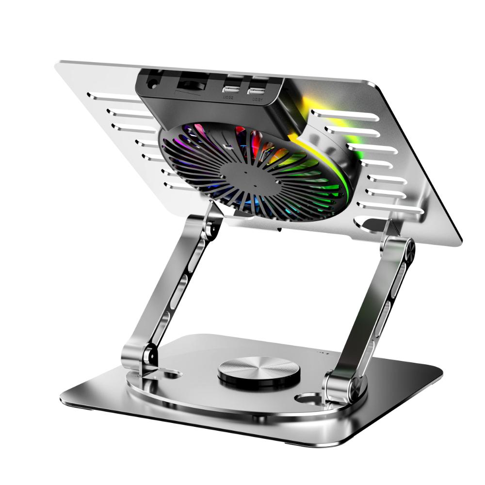Amaze A525 Laptop RGB Cooling Stand | 110mm Silent Fan | 10 RGB Modes | 360° Rotatable Plate | Aluminum Alloy | Ergonomic Elevation | Supports up to 17" Laptops