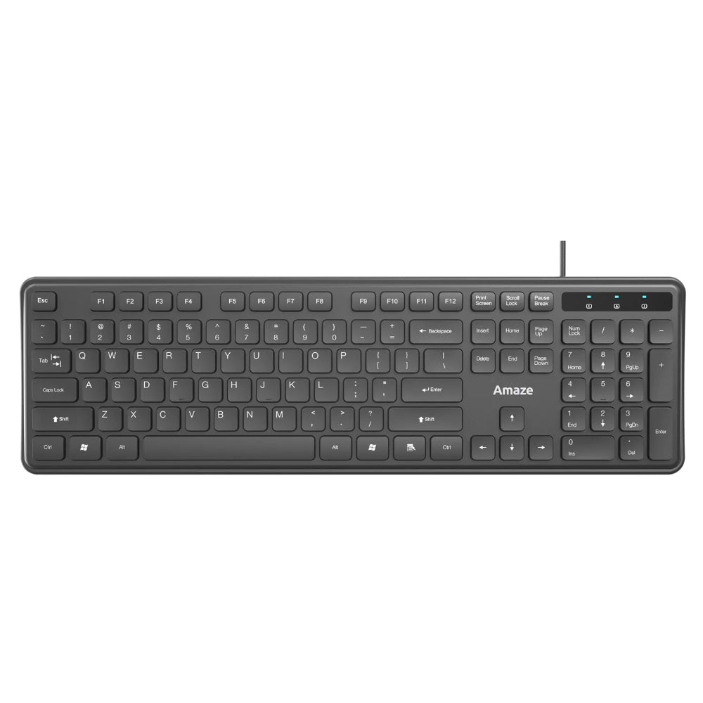 Amaze Probus A734 Wired Keyboard | Super Silent Chocolate Keys | Low Profile Design | USB 2.0 | Ergonomic Typing | For Office & Home Use