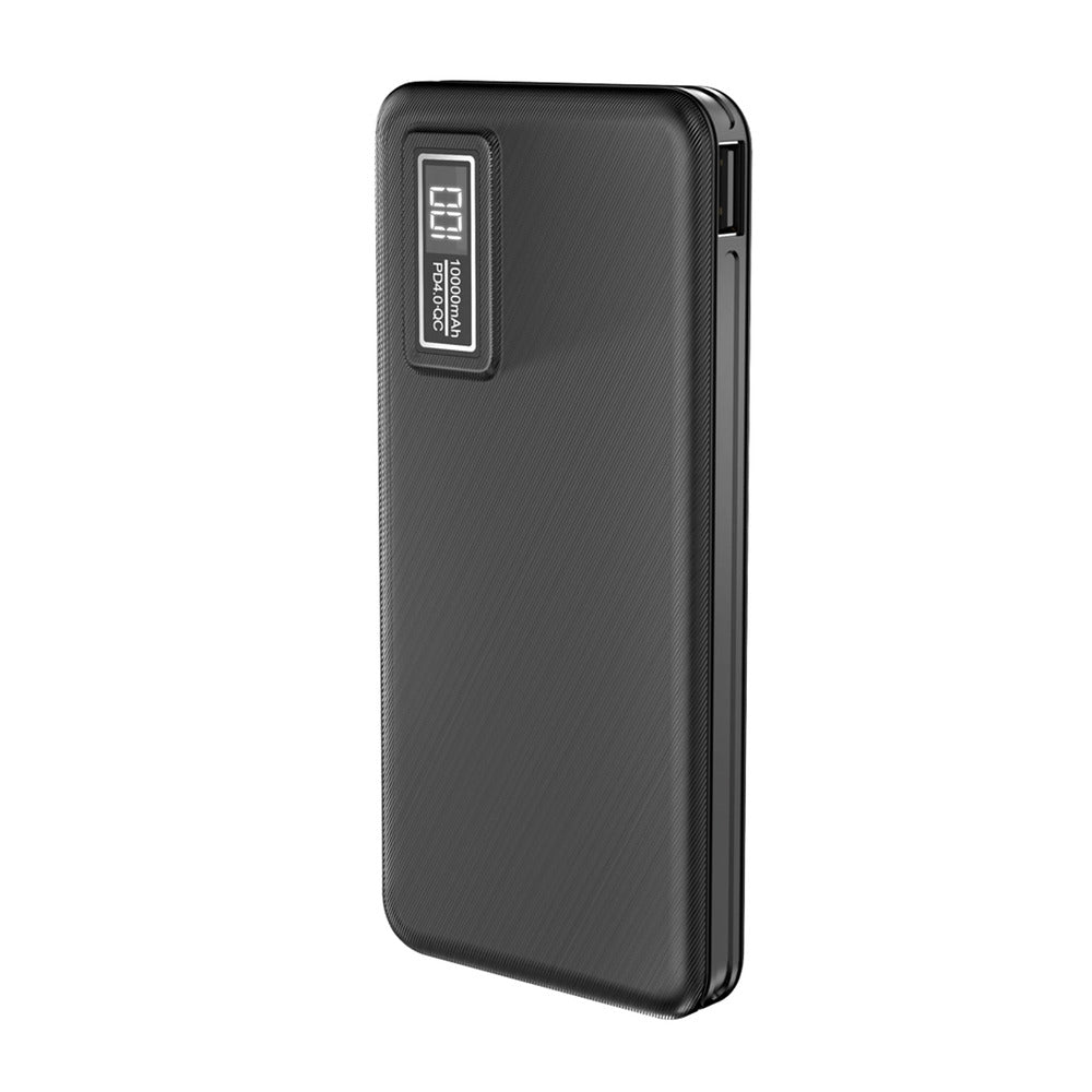 ASPOR A300 | 10000 mAh 4‑in‑1 Power Bank with Built‑in Cables & Digital Display | Black