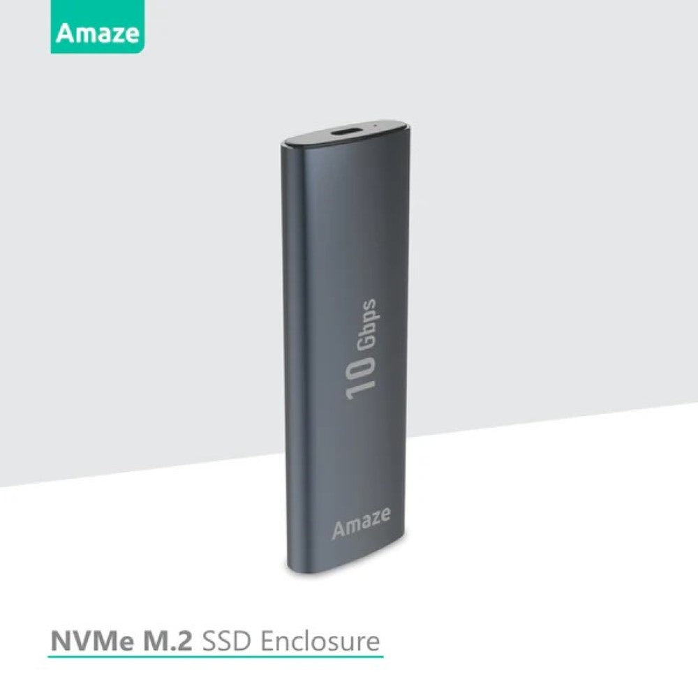 Amaze A222 Aluminium Alloy NVMe M.2 SSD Enclosure | Up to 10Gbps Speed, Dual Cable Support, Advanced Heat Dissipation | Tool-Free Design