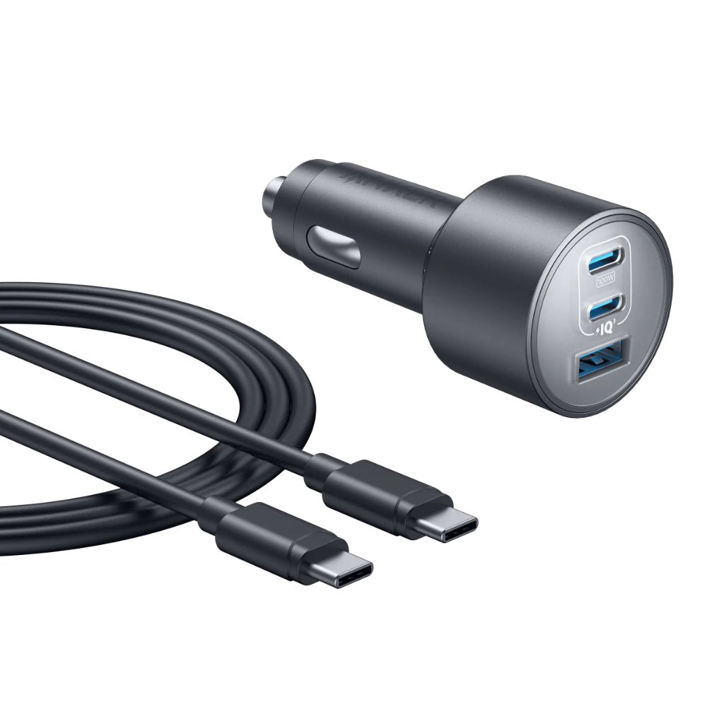 Anker Nano | 167.5W Car Charger | 3-Port High-Speed Charging | Dual USB-C + USB-A | Metal Alloy Build | For MacBook, iPhone, Galaxy, iPad, USB-C Devices
