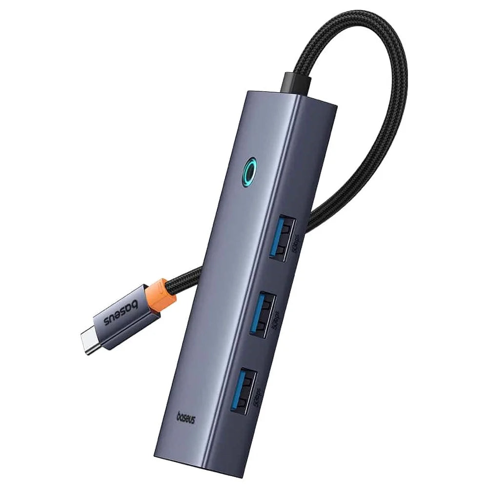 Baseus UltraJoy Series | 5-Port USB-C HUB Docking Station | 100W PD Input | 4K HDMI | USB-C Data + 2 × USB-A | Compact Design | Aluminum Alloy | Space Grey | For Laptops, Tablets, USB-C Devices