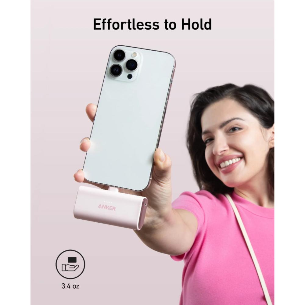 Anker Nano Power Bank A1645 | 5000mAh Portable Power Bank with Built-In Lightning Connector & 12W Fast Charging for iPhone
