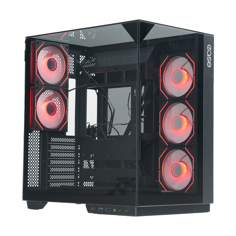 EASE EC125 Glass Gaming Case Black | Ultimate View with Premium Cooling & Vertical GPU Support