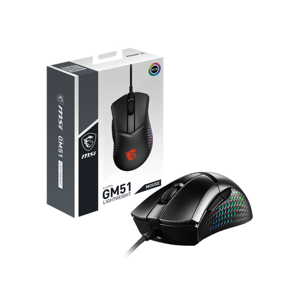 MSI Clutch GM51 Lightweight Gaming Mouse | 8000Hz Polling Rate, PAW-3395 Sensor, 75g Ultra-Light