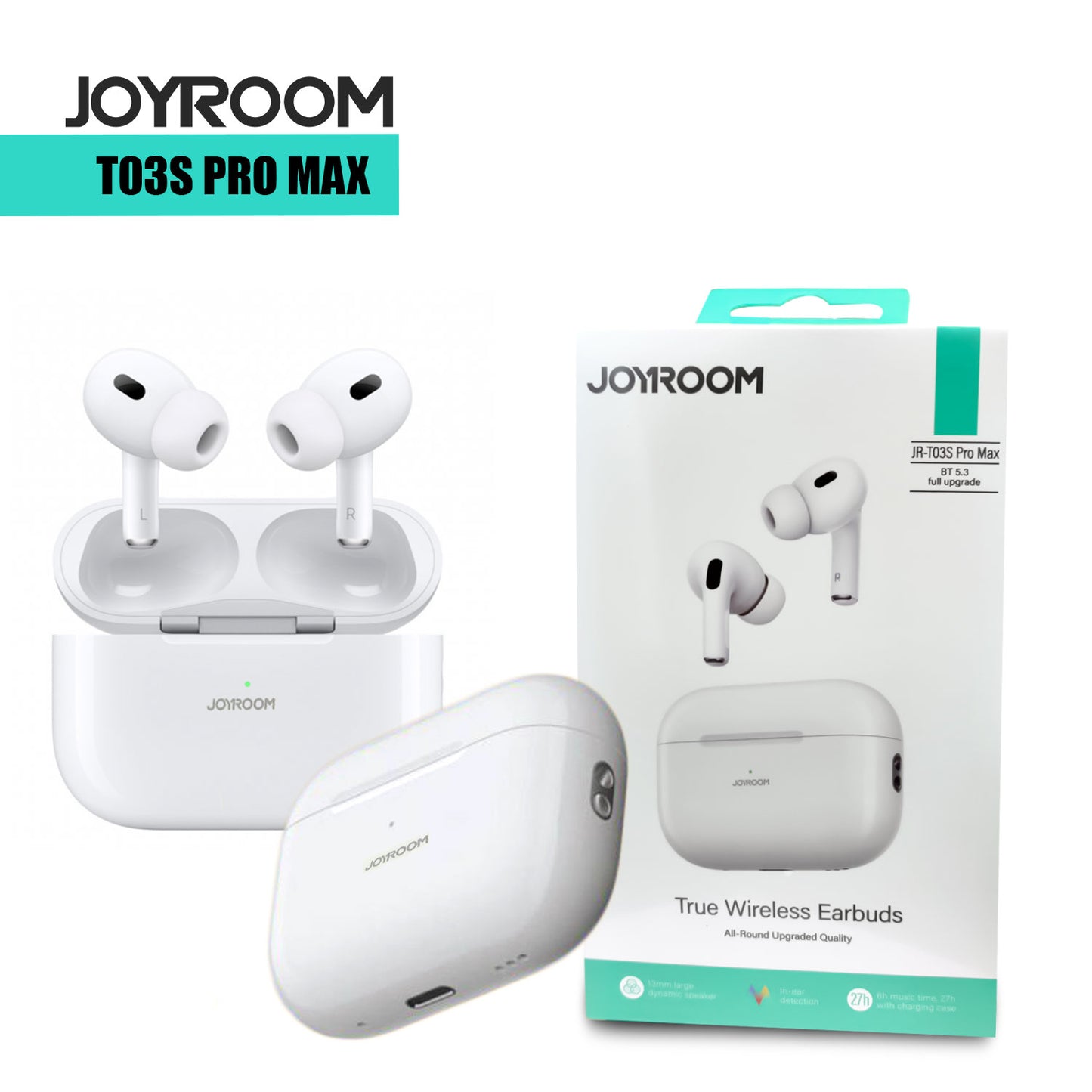 Joyroom JR-T03s Pro Max | True With Pop Up Windows Wireless Earbuds Original White