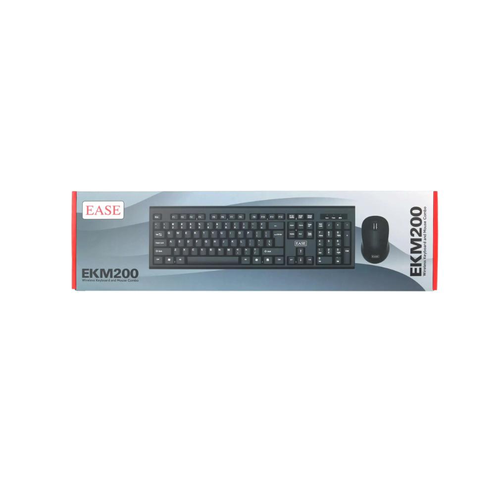 EASE EKM200 Wireless Keyboard and Mouse Combo | 2.4GHz Wireless | Single USB Receiver | 1200 DPI Mouse