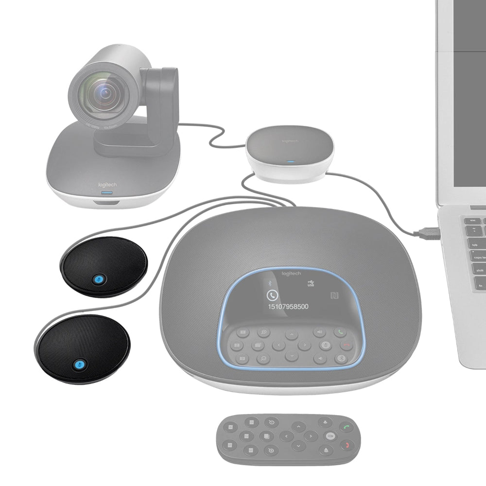 Logitech Expansion Mic for Group Video Conference Cam | Enhanced Audio for Larger Meeting Rooms | Plug-and-Play | Clear Voice Pickup