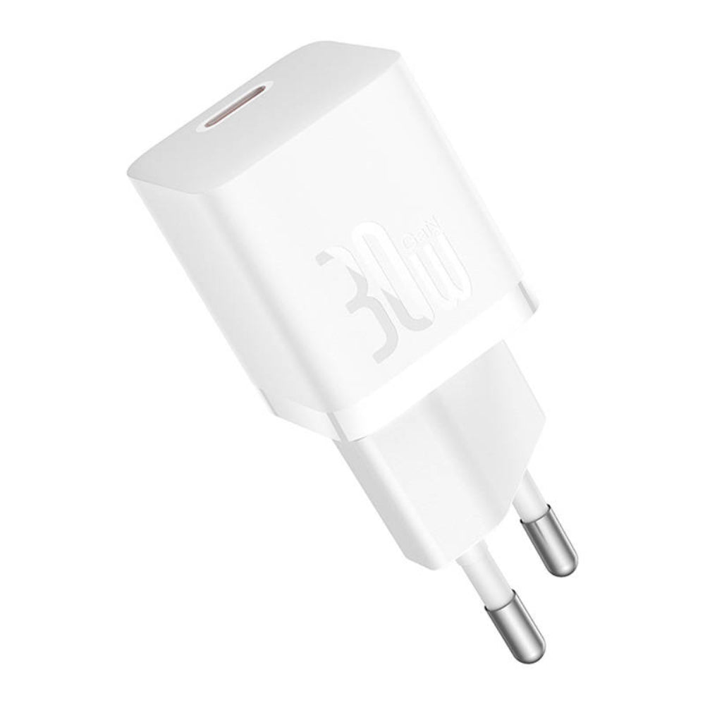 Baseus GaN5 Series | Mini Fast Charger | Single USB-C Port | 30W PD Output | GaN5 Technology | Compact Design | Travel-Friendly | White | For Phones, Tablets, USB-C Accessories