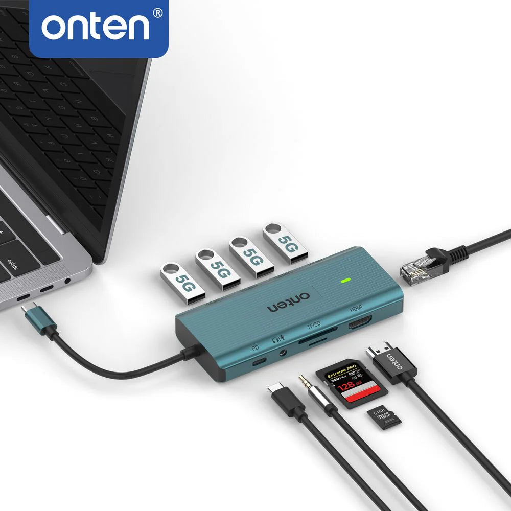 Onten UC962 | 10-in-1 USB-C Multi-Function Docking Station