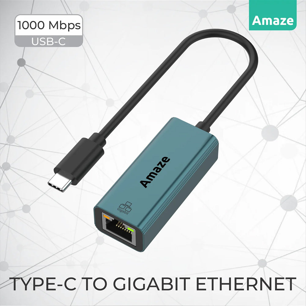 Amaze A405 | Type-C to Gigabit Ethernet Adapter | 1000Mbps LAN | Plug & Play | Aluminum Alloy | Universal Compatibility