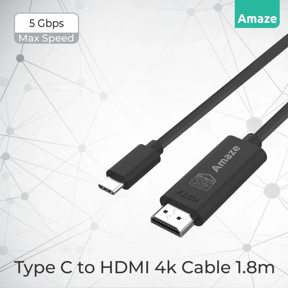 Amaze A140 | TYPE C TO HDMI 4K CABLE 1.8m | USB-C to HDMI 4K@30Hz Display Cable