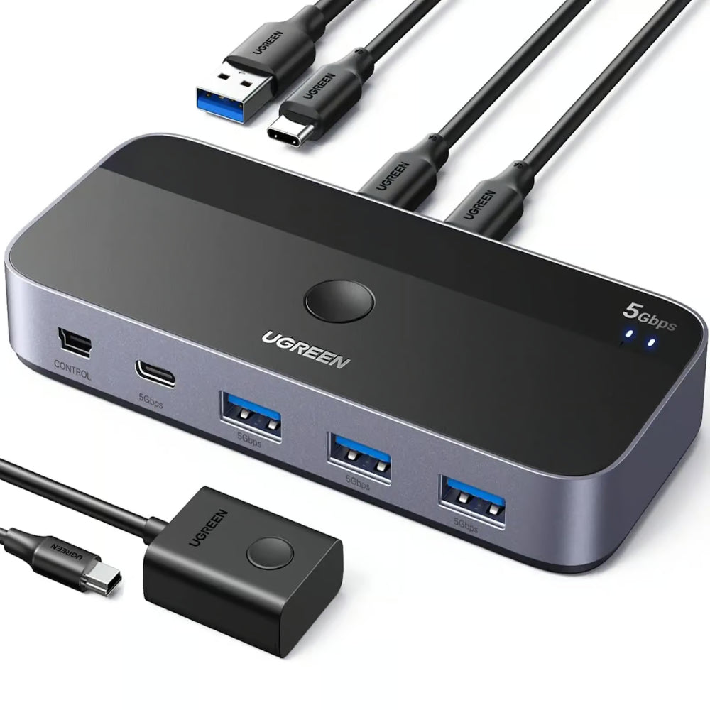 UGREEN 25098 | USB-C Switch Selector (2-in-4-Out, USB 3.0 Hub)