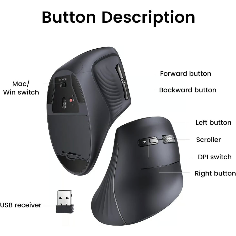 UGREEN 25444 | Vertical Wireless Ergonomic Mouse