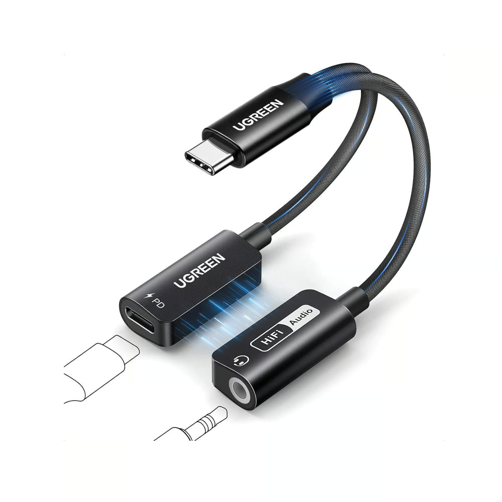 UGREEN 25837 Magnetic 2‑in‑1 USB‑C to 3.5mm Audio Adapter + Charger | Premium Hi‑Res Audio & Fast Charging Dongle